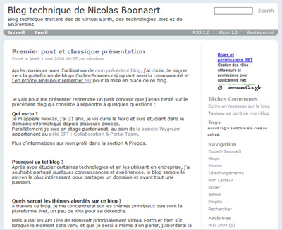 Codes-Sources nouveau blog de Nicolas Boonaert aperçu