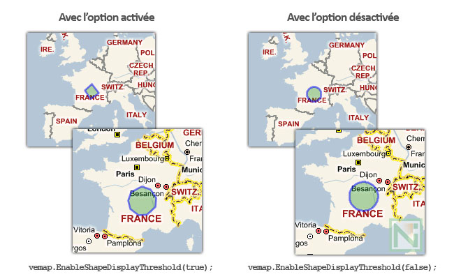 Virtual Earth Geometry vemap.EnableShapeDisplayThreshold(false) avec simplification (cercle transformé en carré) et non